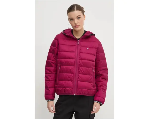 Tommy Jeans geaca femei, culoarea violet, de tranzitie, DW0DW18308