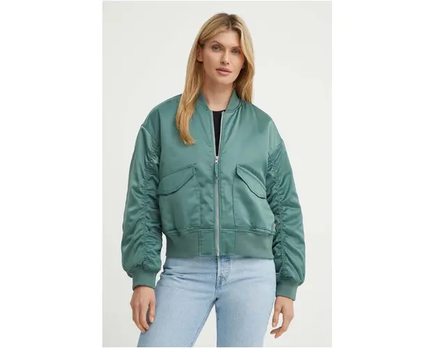 Levi's geaca bomber femei, culoarea verde, de tranzitie, A7262