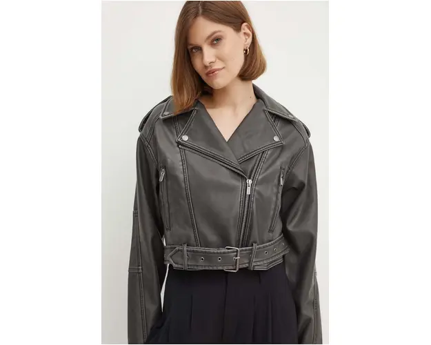 Pepe Jeans geaca ramones AMALIA femei, culoarea gri, de tranzitie, PL402422