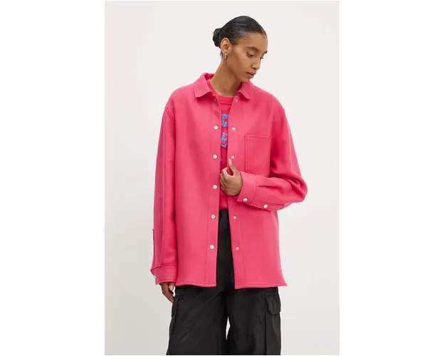 Moschino Jeans jacheta de camasa din lana culoarea roz, de tranzitie, 0606.8220