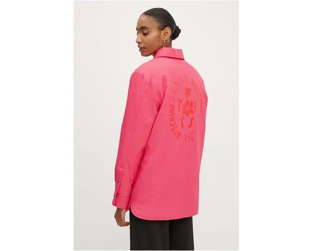 Moschino Jeans geaca femei, culoarea roz, de tranzitie, 0624.8217