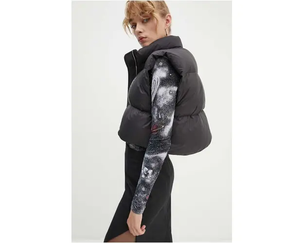 Moschino Jeans vesta femei, culoarea negru, de iarna, 0625.8218