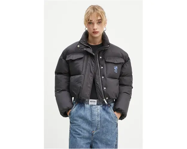 Moschino Jeans geaca femei, culoarea negru, de iarna, 0609.8218