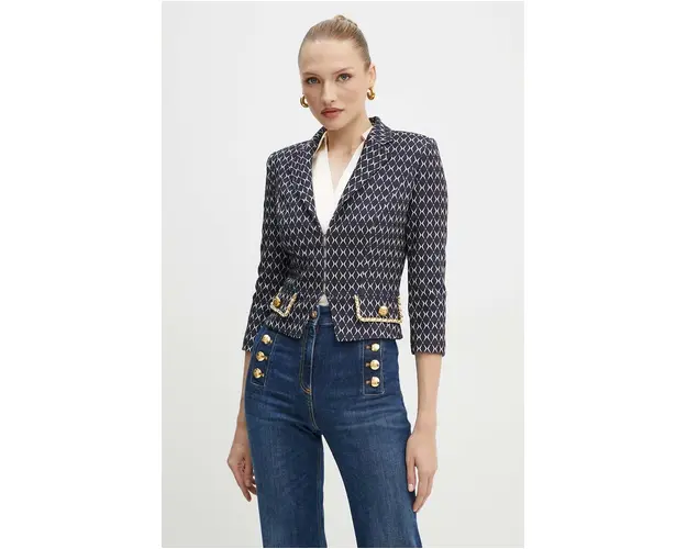 Elisabetta Franchi sacou culoarea negru, un singur rand de nasturi, modelator, GIS8546E2