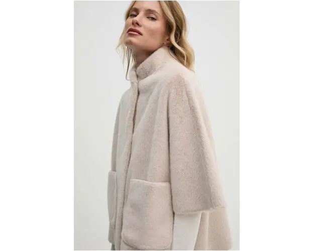 Joseph Ribkoff palton femei, culoarea bej, de iarna, oversize, 243917