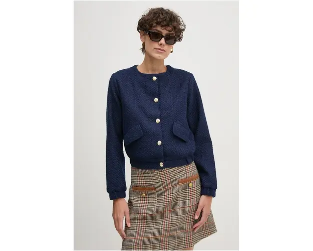 United Colors of Benetton sacou culoarea albastru marin, un singur rand de nasturi, neted, 2FCZDN06K