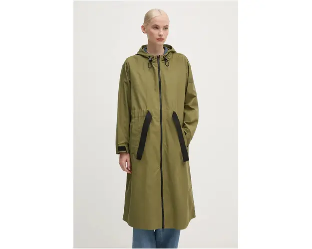 United Colors of Benetton hanorac femei, culoarea verde, de tranzitie, oversize, 2XLTDN002
