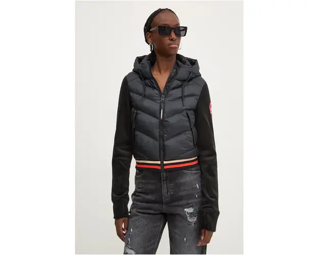 Superdry geaca femei, culoarea negru, de tranzitie, W5011727A-02A