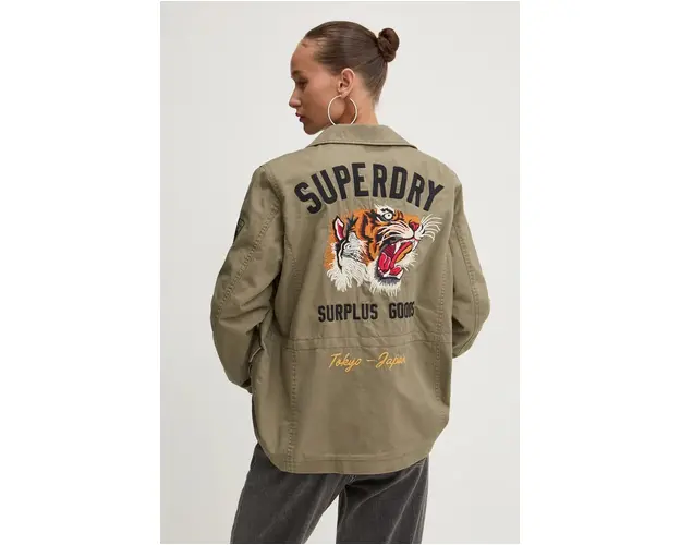 Superdry jacheta de bumbac culoarea verde, de tranzitie, W5011762A-NY8