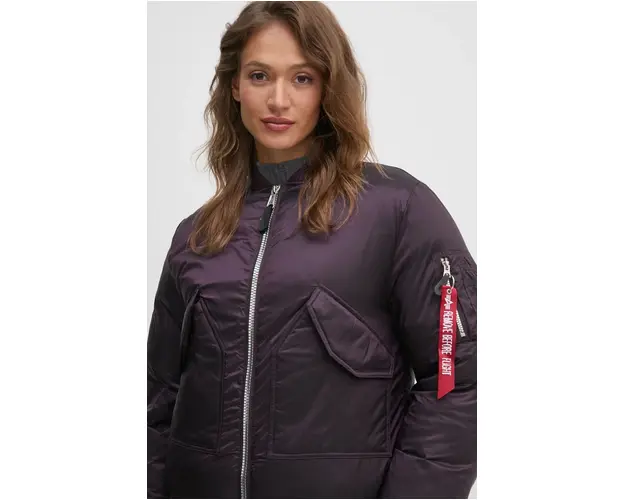 Alpha Industries geaca femei, culoarea violet, de iarna, oversize, 148004