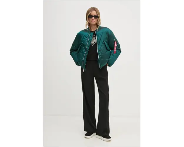 Alpha Industries geaca femei, culoarea turcoaz, de iarna, oversize, 148004