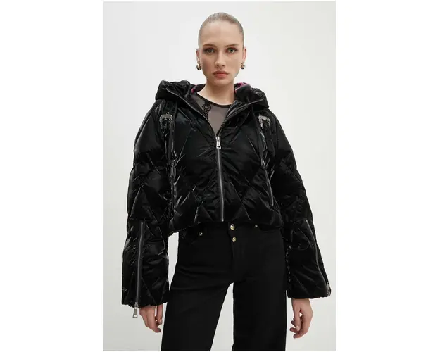 Versace Jeans Couture geaca de puf femei, culoarea negru, de iarna, oversize, 77HAUD14 CQ05D