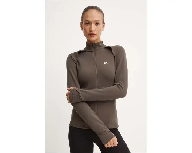 adidas Performance hanorac de antrenament culoarea verde, neted, IT0672