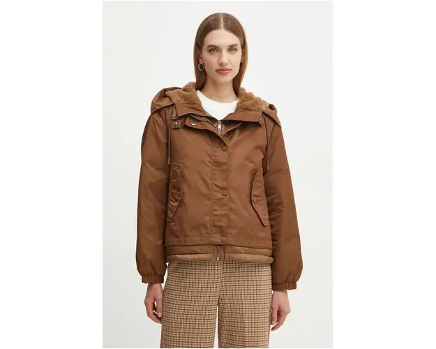 Weekend Max Mara geaca femei, culoarea maro, de iarna, 2425486032600