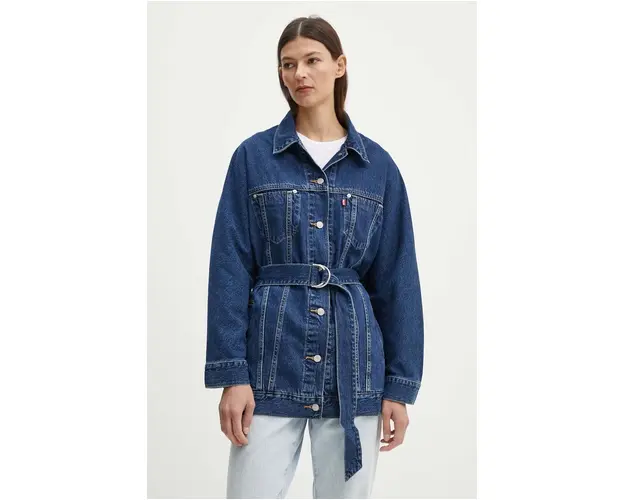 Levi's geaca jeans femei, culoarea albastru marin, de tranzitie, oversize, A9368