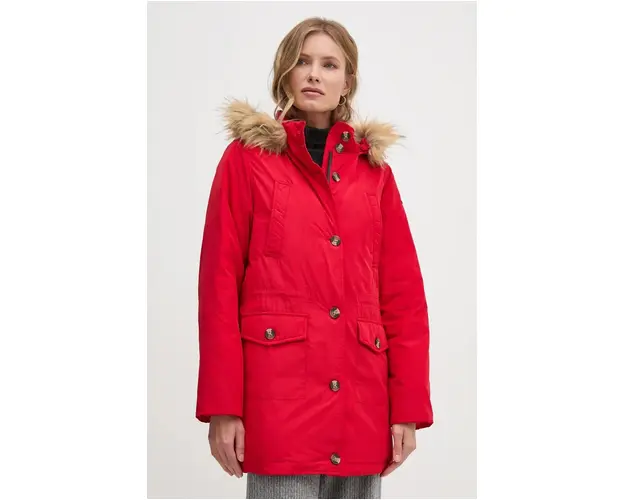 Pepe Jeans geaca de puf CLEMENTINE femei, culoarea rosu, de iarna, PL402435