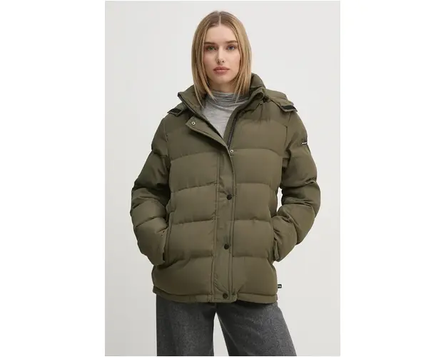 Pepe Jeans geaca BIBI SHORT femei, culoarea verde, de iarna, PL402438