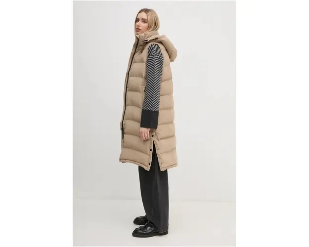 Pepe Jeans vesta BIBI VEST femei, culoarea bej, de iarna, PL402439