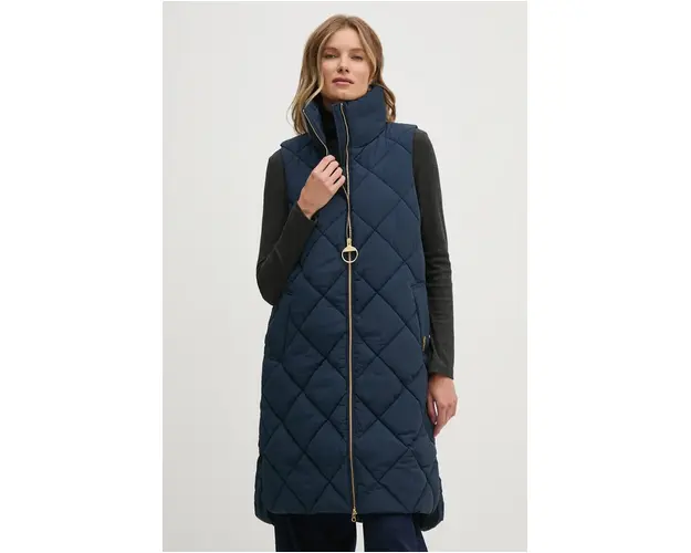 Barbour vesta Leverton Puffer Gilet femei, culoarea albastru marin, de iarna, LGI0171