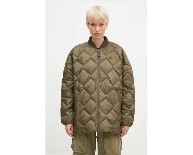 New Balance geaca de puf Pinnacle Bomber femei, culoarea verde, de iarna, oversize, WJ43503DMO