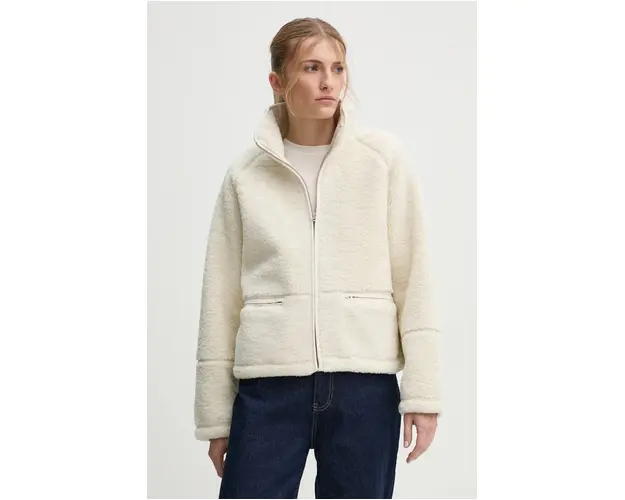 Samsoe Samsoe hanorac fleece TARA culoarea bej, neted, F23400032