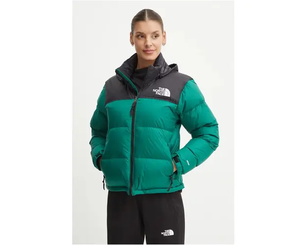 The North Face geaca de puf 1996 Retro Nuptse femei, culoarea verde, de iarna, NF0A3XEONL11