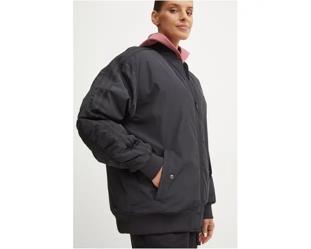 adidas Originals geaca bomber femei, culoarea negru, de tranzitie, IW8422