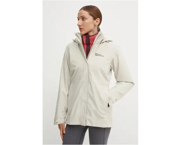 Jack Wolfskin jacheta de exterior Rotwand 3 in 1 culoarea bej, A60333