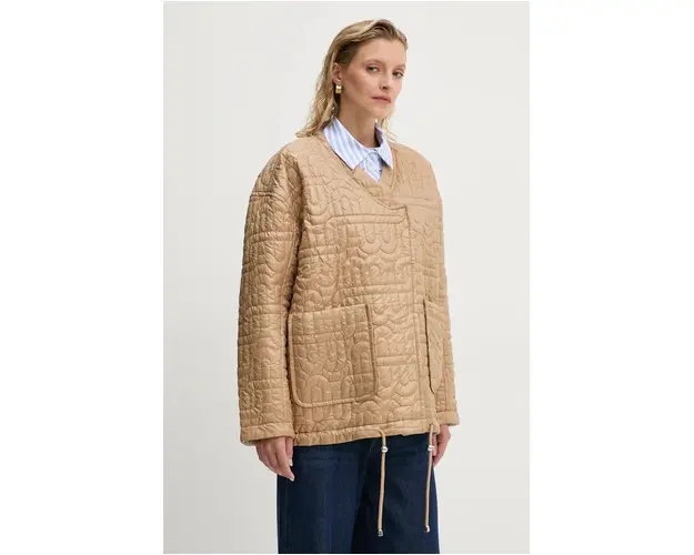 MUNTHE geaca cu doua fete TIMOTHIE femei, culoarea bej, de tranzitie, oversize, 243153524343