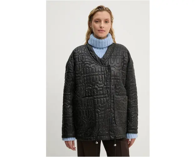 MUNTHE geaca cu doua fete TIMOTHIE femei, culoarea negru, de tranzitie, oversize, 243153524343