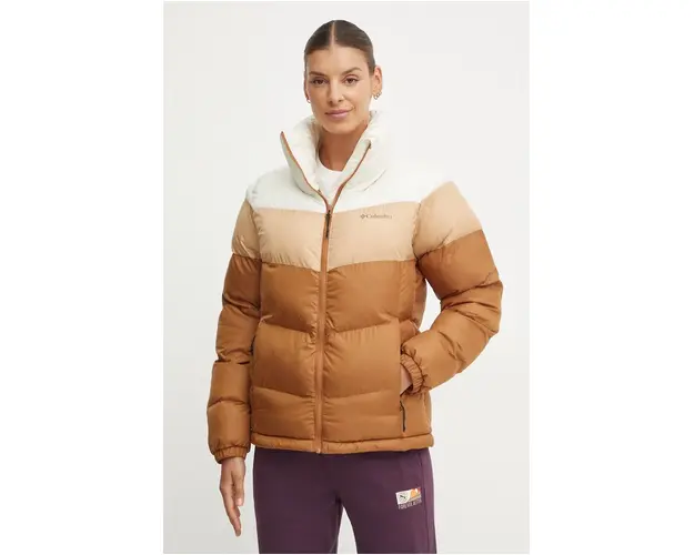 Columbia geaca Puffect Colorblock femei, culoarea maro, de iarna, 2088481