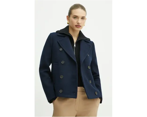 MICHAEL Michael Kors geaca de lana culoarea albastru marin, de tranzitie, MF420GJBQA