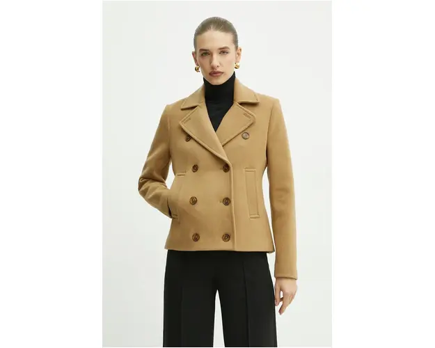 MICHAEL Michael Kors geaca de lana culoarea maro, de tranzitie, MF420GJBQA