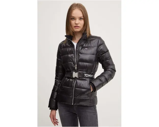 Tommy Jeans geaca de puf femei, culoarea negru, de iarna, DW0DW18826