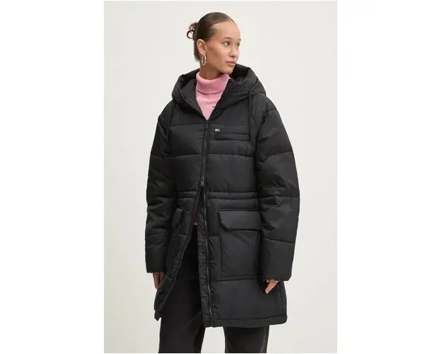 Tommy Jeans geaca femei, culoarea negru, de iarna, DW0DW18842