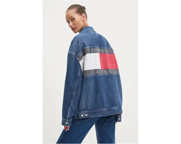 Tommy Jeans geaca jeans femei, de tranzitie, oversize, DW0DW19745