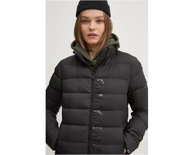 Tommy Jeans geaca de puf femei, culoarea negru, de tranzitie, DW0DW20388