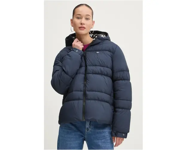 Tommy Jeans geaca femei, culoarea albastru marin, de iarna, DW0DW20389