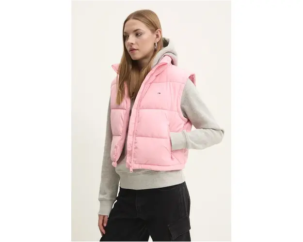 Tommy Jeans vesta femei, culoarea roz, de iarna, DW0DW19696