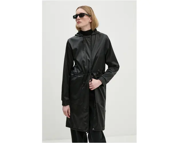 Rains hanorac String W Parka W3 femei, culoarea negru, de tranzitie, 18550-84