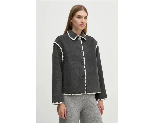 OUI geaca femei, culoarea gri, de tranzitie, oversize, 88859
