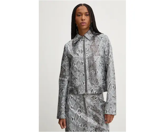 Karl Lagerfeld Jeans geaca femei, culoarea gri, de tranzitie, 246J1402