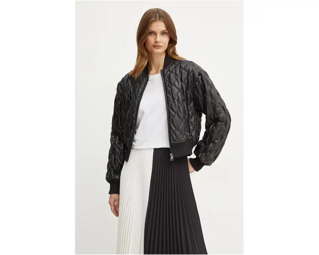 Karl Lagerfeld geaca bomber femei, culoarea negru, de tranzitie, 246W1509