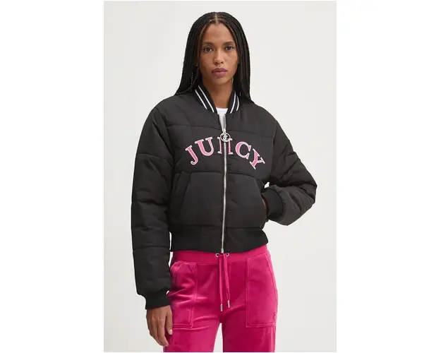 Juicy Couture geaca bomber KELSEY PUFFER femei, culoarea negru, de tranzitie, JCOIJ224557