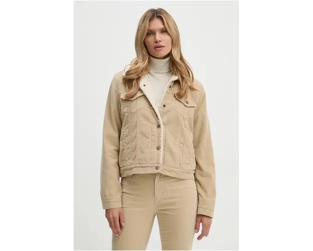 Levi's geaca din velur culoarea bej, de tranzitie, oversize, 36136