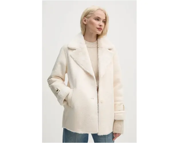 Gaudi palton femei, culoarea bej, de iarna, 421BD39003