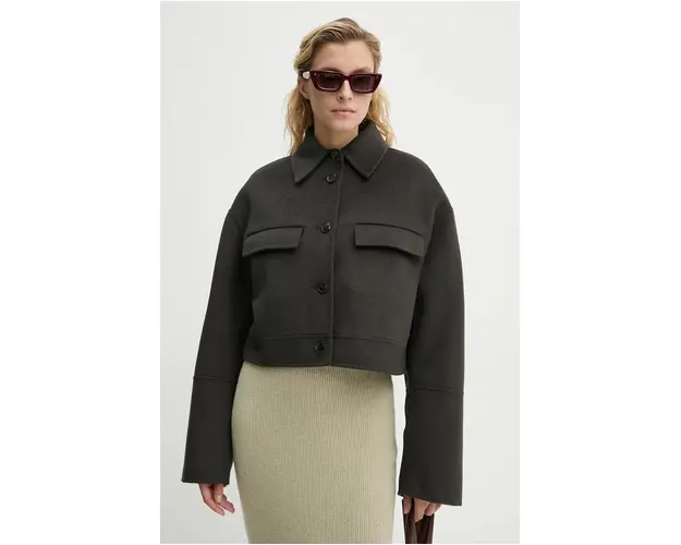 Nanushka geaca de lana NEVELLE culoarea gri, de tranzitie, oversize, NW24PFSG27197