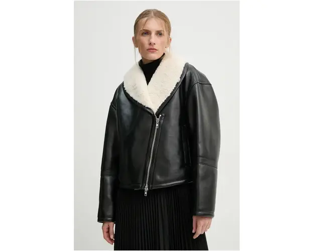 Stand Studio geaca Leonora Jacket femei, culoarea negru, de tranzitie, oversize, 66325-9132
