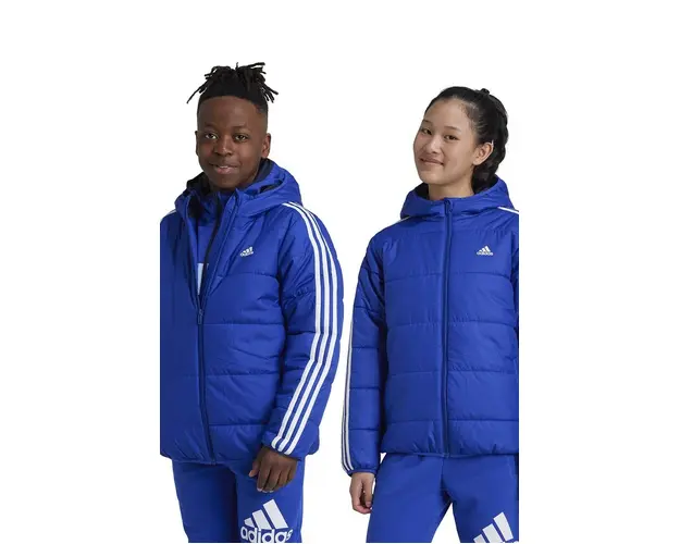 adidas geaca copii J ESS 3S PAD culoarea albastru marin, IW0543