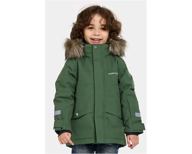 Didriksons BJÄRVEN KIDS PARKA culoarea verde, 505470